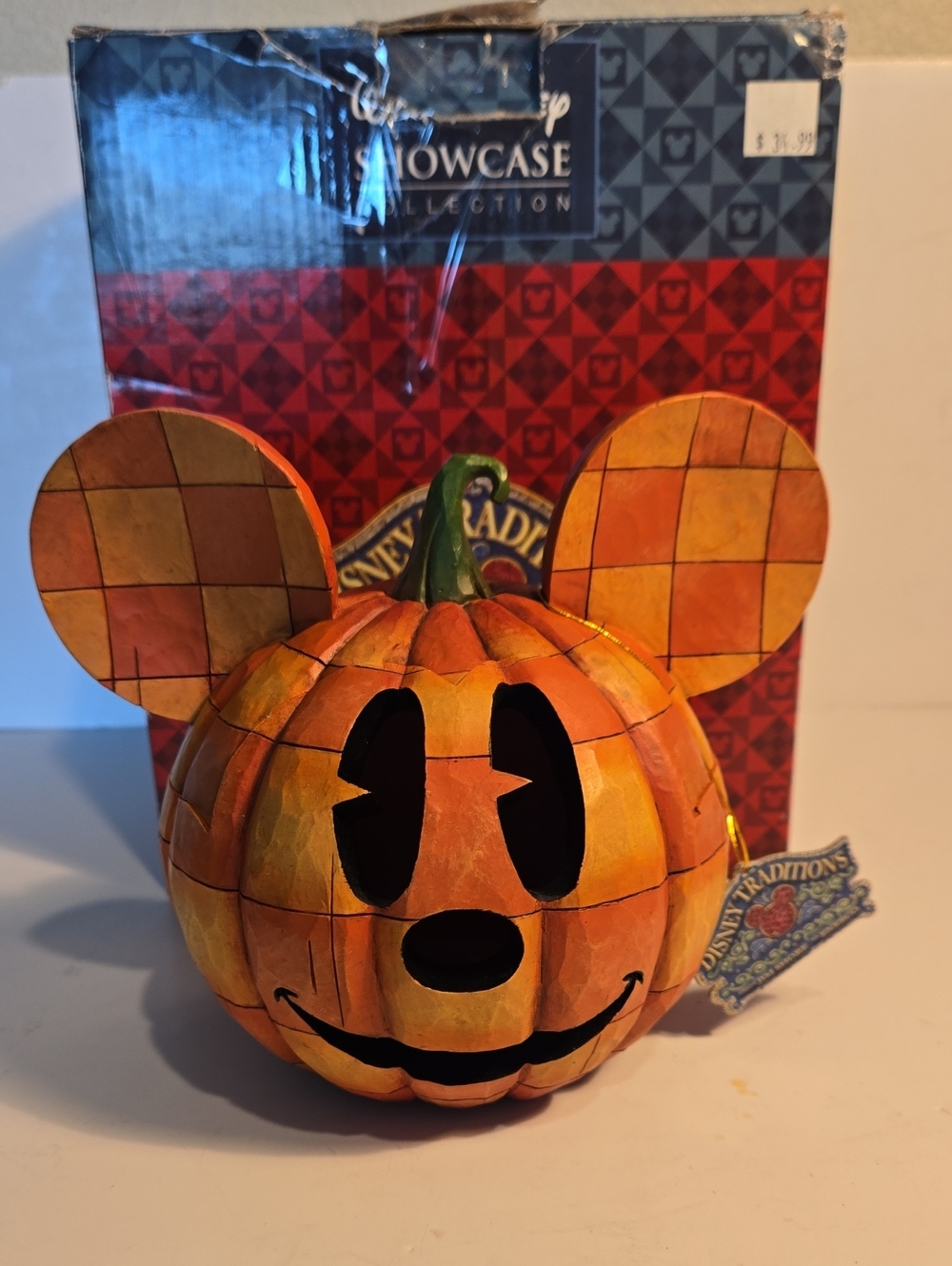 Jim Shore Disney Showcase Mickey Mouse Light up Pumpkin Happy Halloween W/box